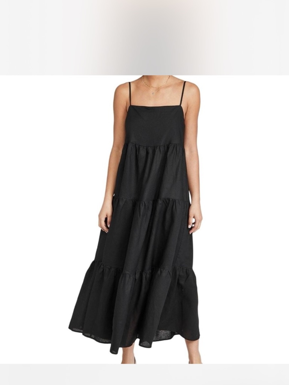 Charlie holiday tiered black maxi dress